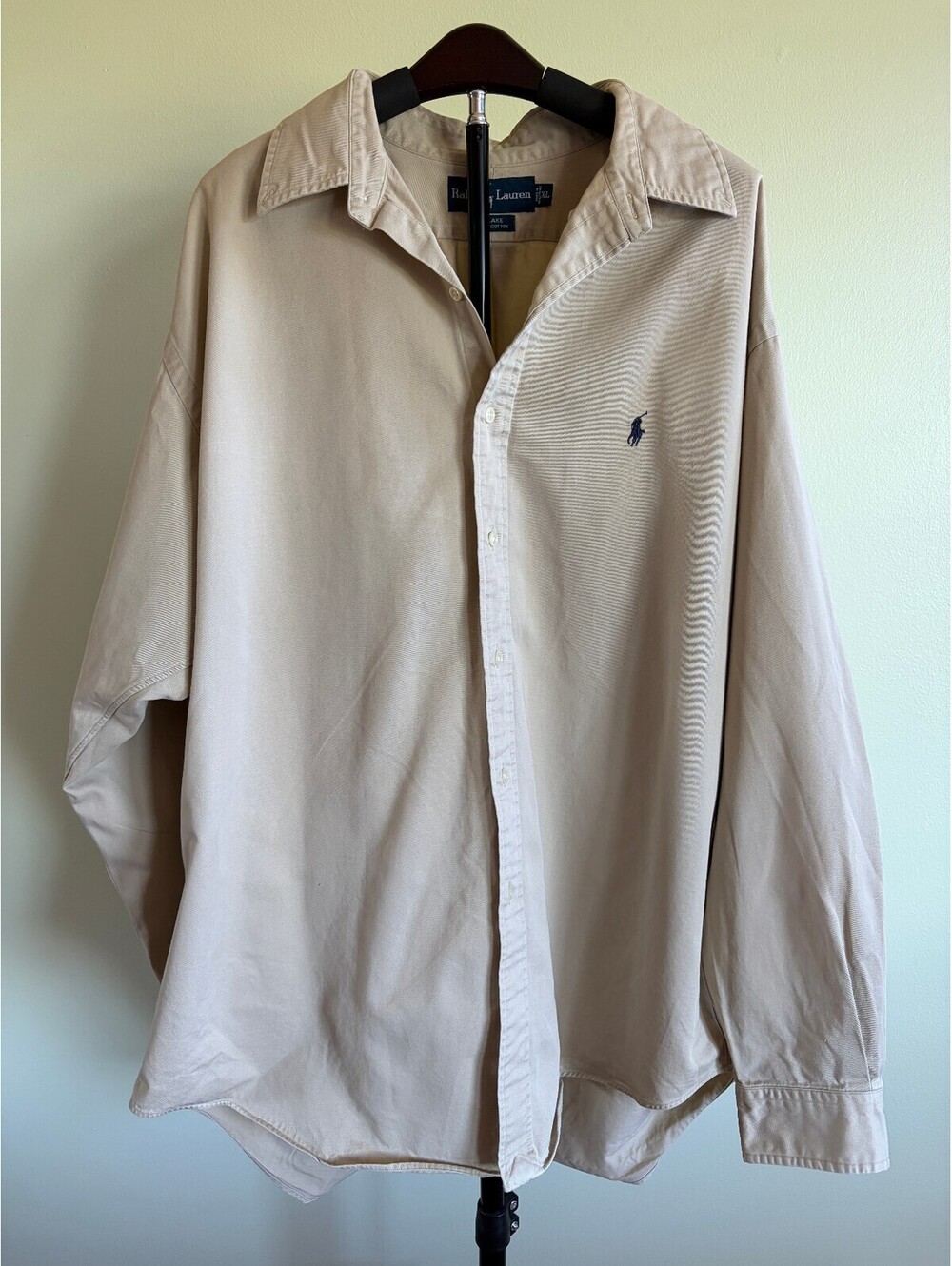 Ralph Lauren Blake Shirt Men’s XL Tan 100% Cotton Button Down